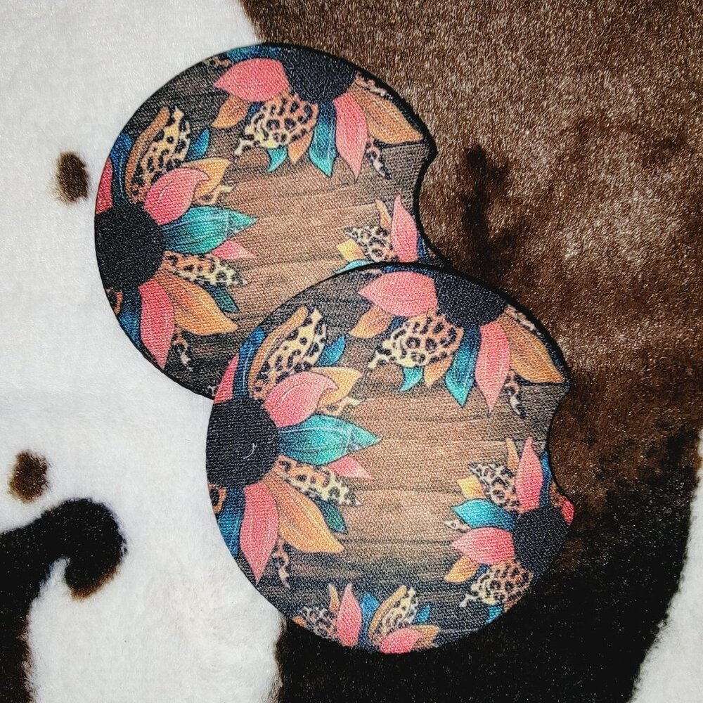 Sunflower Neoprene Car Coaster Set (5 Pack)